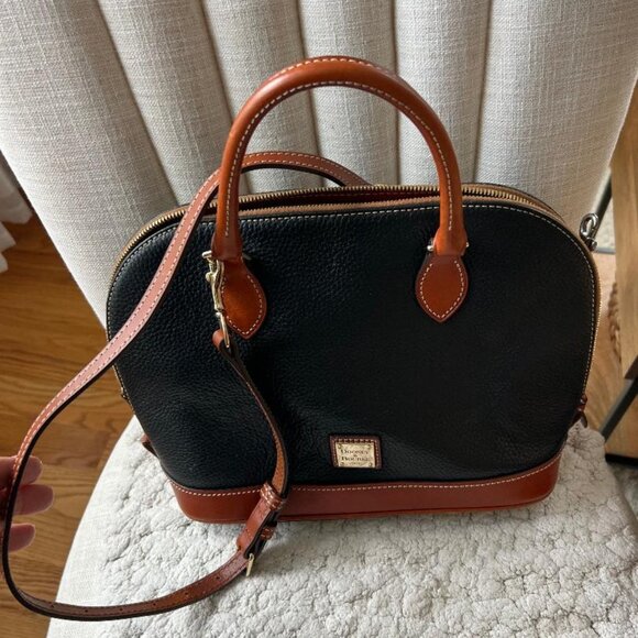 Pebble Grain Leather Zip Zip Dooney & Bourke Satchel